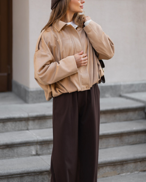 128 Бомбер з замши з складками